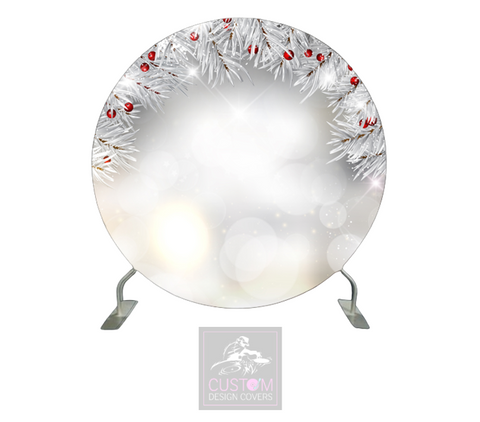 White Christmas Wreath Full Circle Backdrop Cover (DOUBLE SIDED)