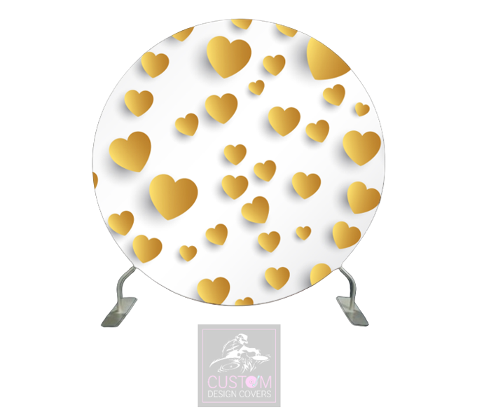 Gold Hearts Full Circle Pillowcase Backdrop Cover