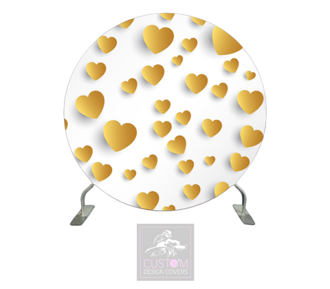 Gold Hearts Full Circle Backdrop Cover (DOUBLE SIDED)