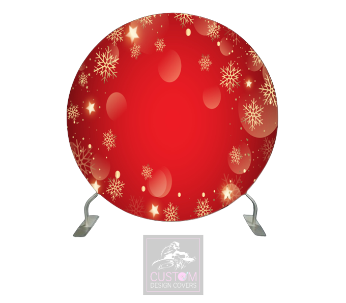 Gold Snowflakes Full Circle Pillowcase Backdrop Cover (DOUBLE SIDED)