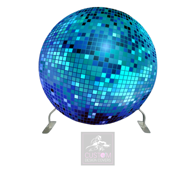 Blue Mirror Ball Full Circle Pillowcase Backdrop Cover (DOUBLE SIDED)