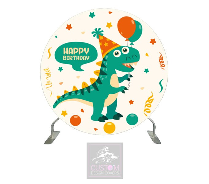 Dinosaur Happy Birthday Full Circle Pillowcase Backdrop Cover (DOUBLE SIDED)