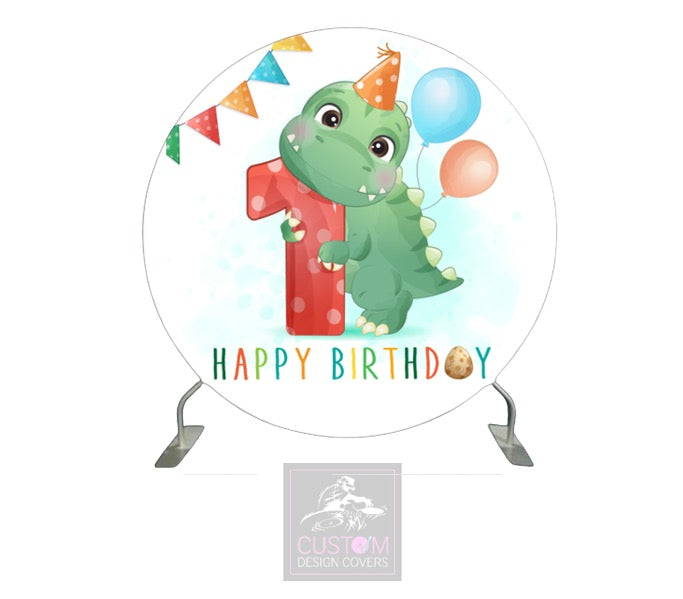 1st Birthday Dinosaur Full Circle Pillowcase Backdrop Cover