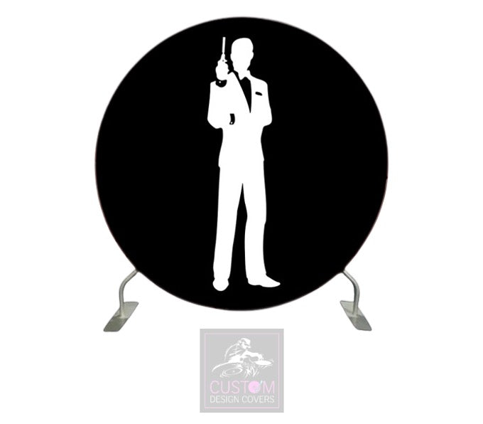 Secret Agent Black Full Circle Pillowcase Backdrop Cover (DOUBLE SIDED)