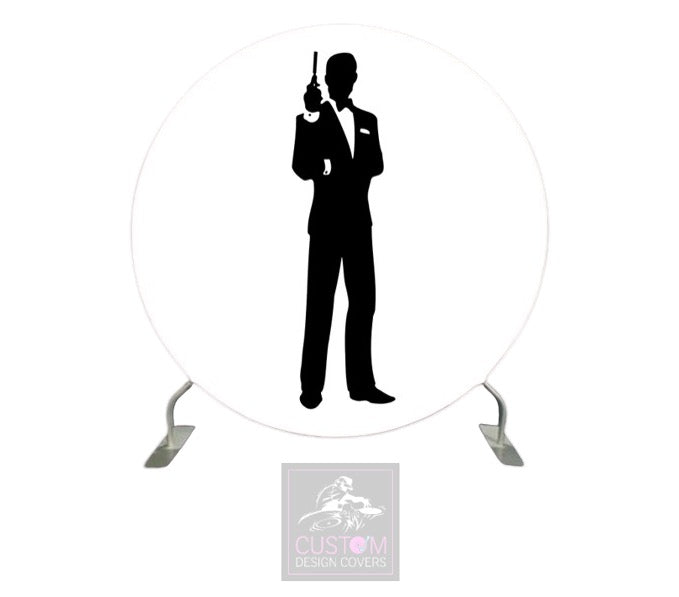 Secret Agent White Full Circle Pillowcase Backdrop Cover (DOUBLE SIDED)