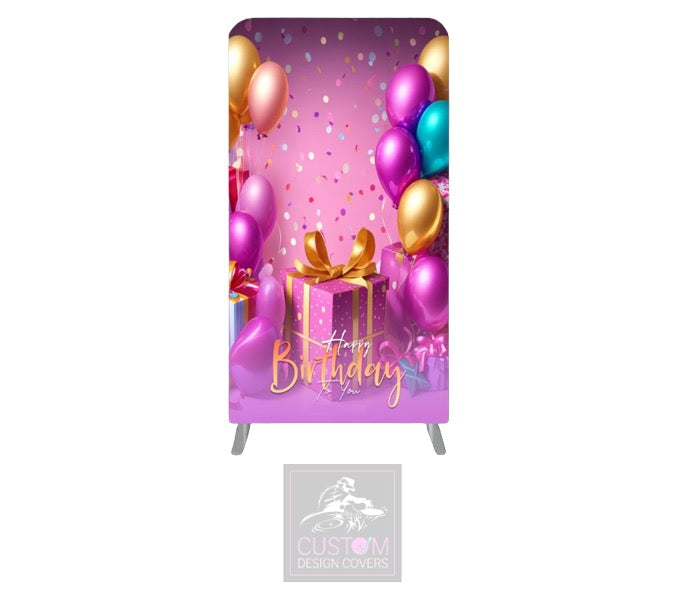 Happy Birthday Lycra Display Banner Cover - DOUBLE SIDED