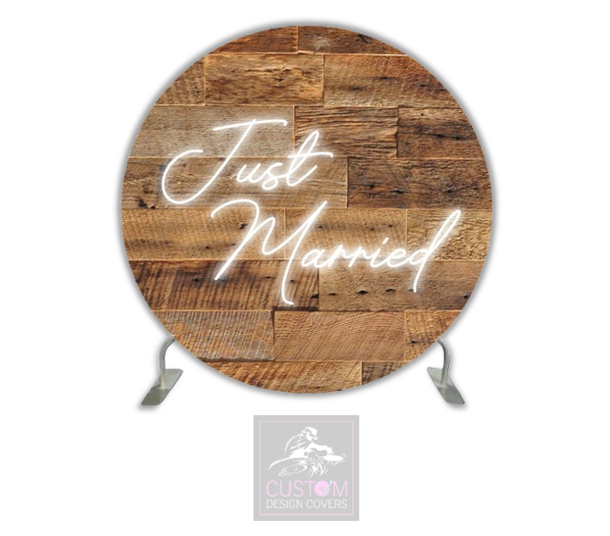 Just Married-Rustic Full Circle Pillowcase Backdrop Cover (DOUBLE SIDED)