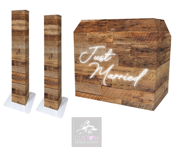 Rustic Just Married Lycra DJ Booth Cover (PACKAGE BUNDLE) - MKII