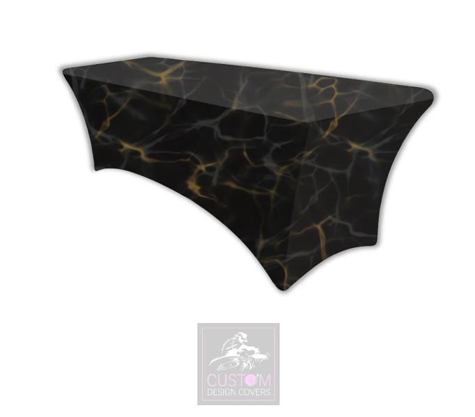 Black Marble Lycra Table Cover