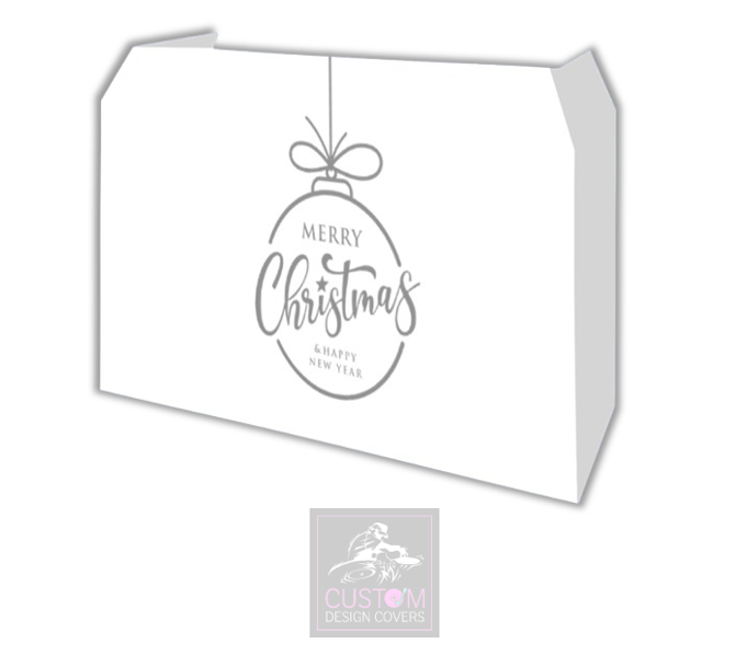 Merry Christmas WHITE/GREY Lycra DJ Booth Cover