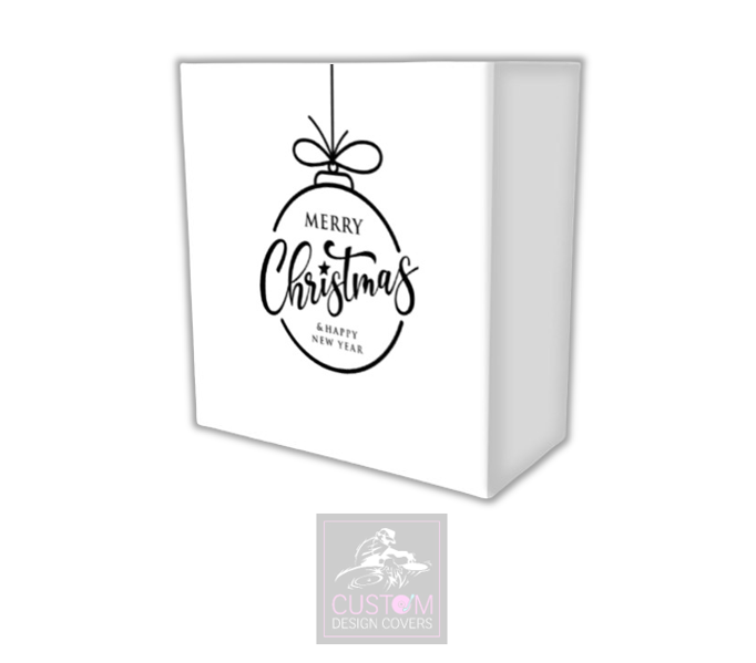 White Merry Christmas *Black*  Lycra DJ Booth Cover