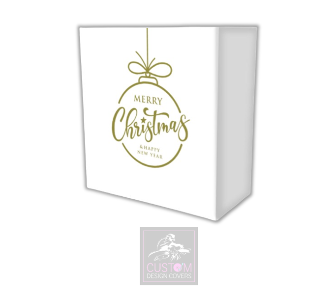 Merry Christmas *WHITE/GOLD* Lycra DJ Booth Cover