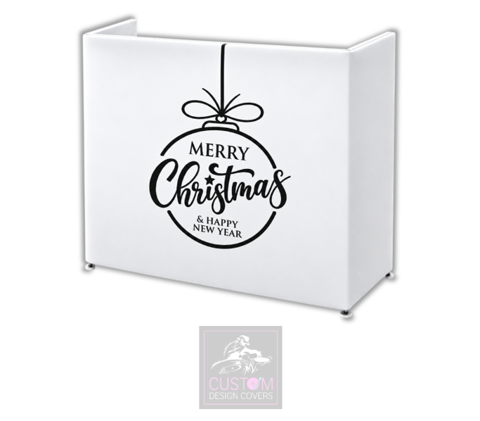 Merry Christmas WHITE/BLACK Lycra DJ Booth Cover