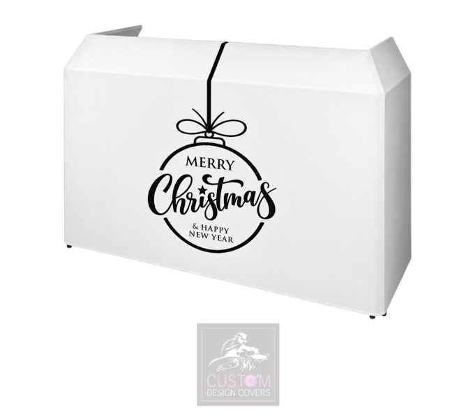 Merry Christmas WHITE/BLACK Lycra DJ Booth Cover