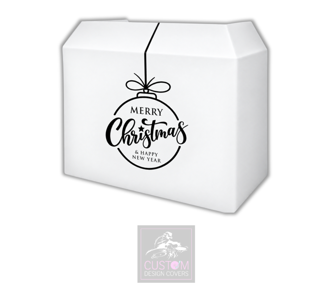 Merry Christmas WHITE/BLACK Lycra DJ Booth Cover
