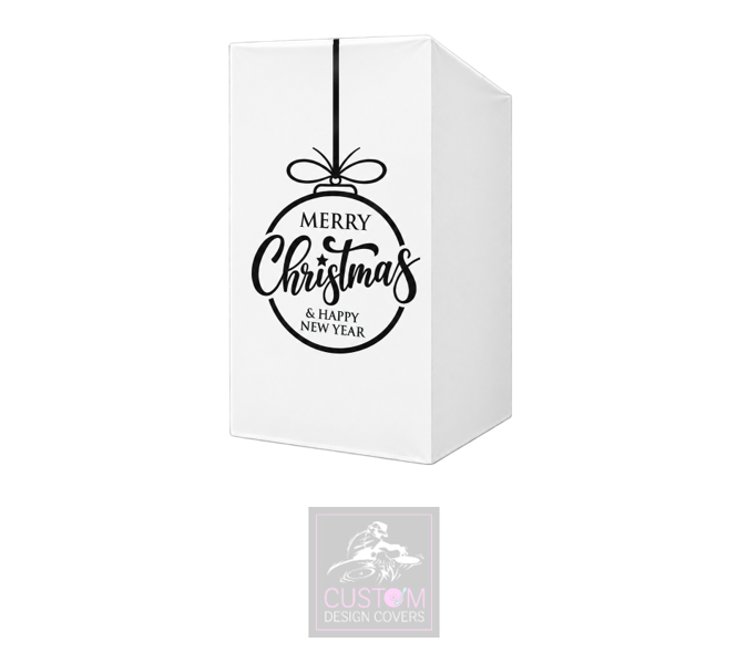 Merry Christmas WHITE/BLACK Lycra DJ Booth Cover
