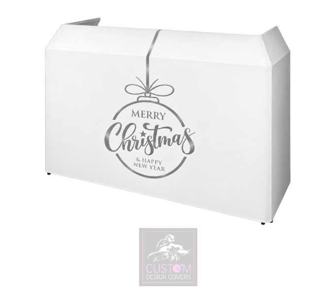 Merry Christmas WHITE/GREY Lycra DJ Booth Cover