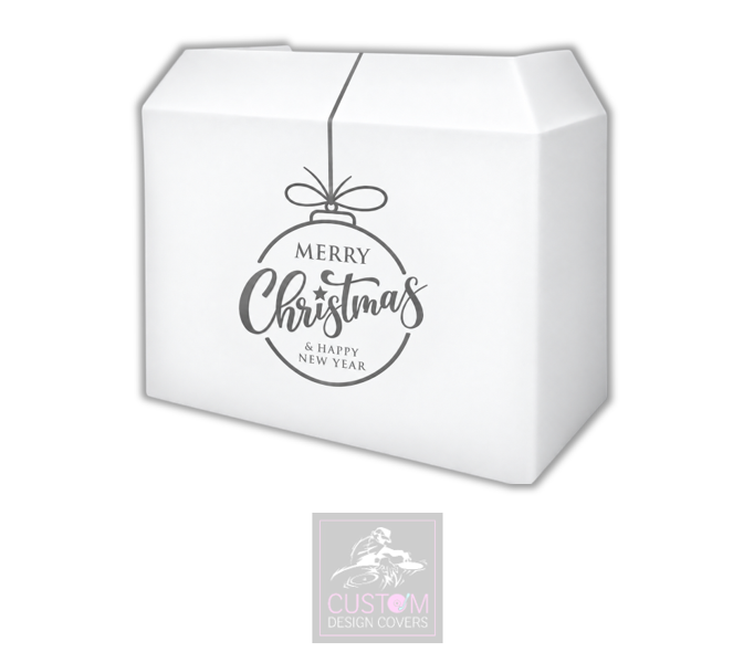 Merry Christmas WHITE/GREY Lycra DJ Booth Cover