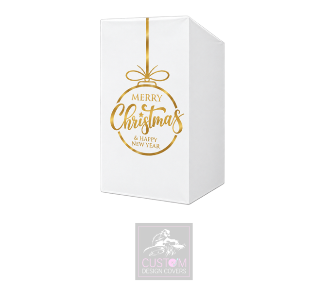Merry Christmas *WHITE/GOLD* Lycra DJ Booth Cover
