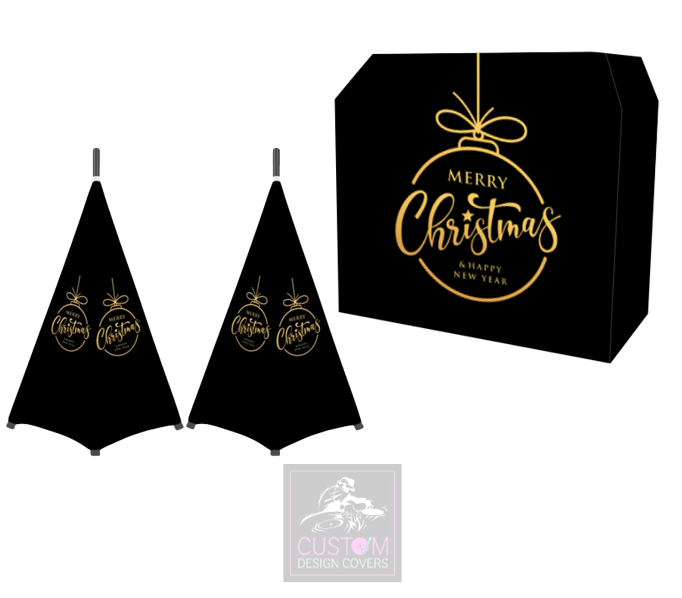 Black Merry Christmas *Gold* Lycra DJ Covers (PACKAGE BUNDLE) - MKII