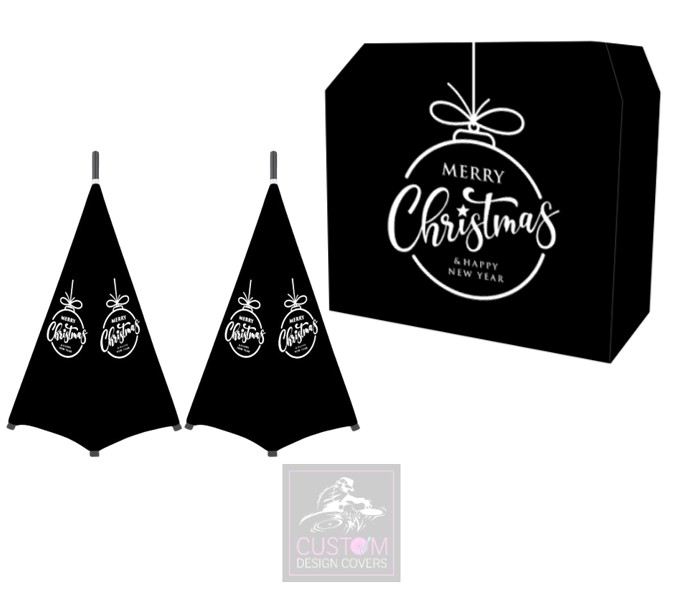 Black Merry Christmas *White* Lycra DJ Covers (PACKAGE BUNDLE) - MKII