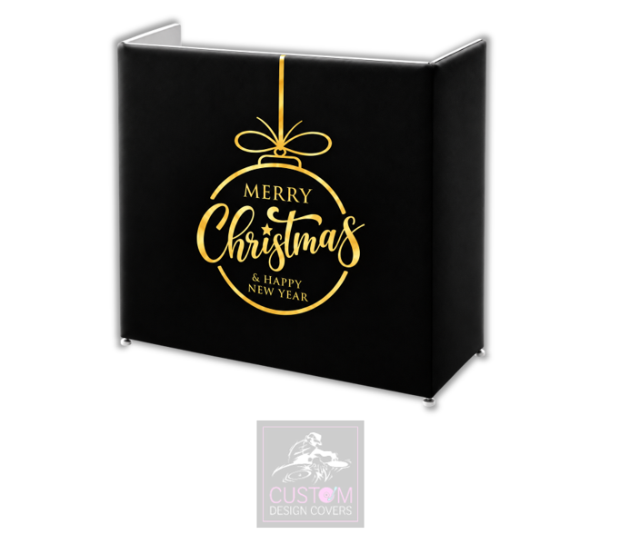 Merry Christmas *BLACK/GOLD* Lycra DJ Booth Cover