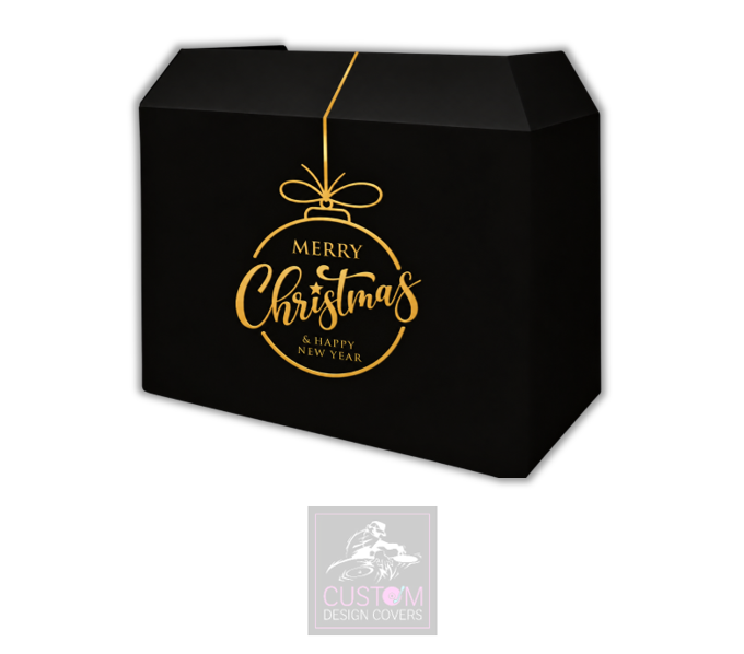 Merry Christmas *BLACK/GOLD* Lycra DJ Booth Cover