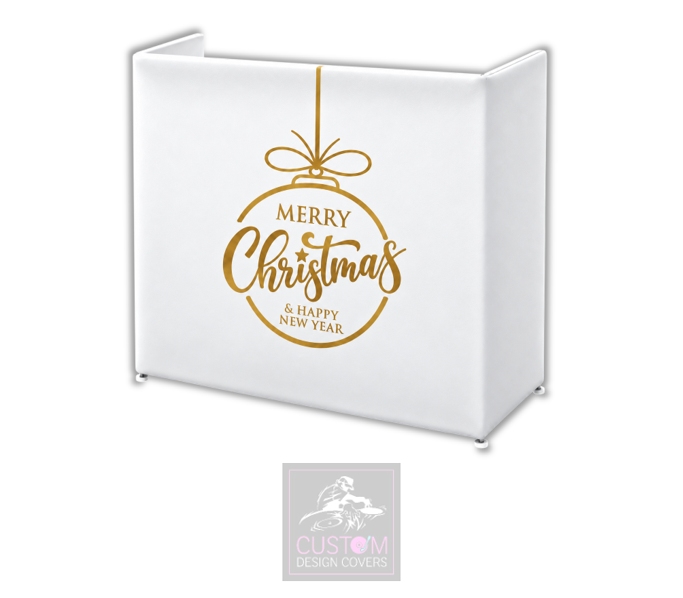Merry Christmas *WHITE/GOLD* Lycra DJ Booth Cover