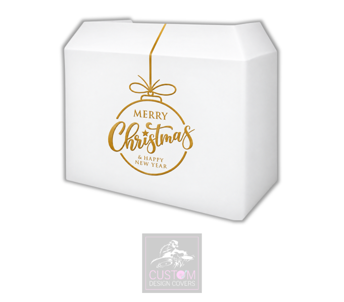 Merry Christmas *WHITE/GOLD* Lycra DJ Booth Cover