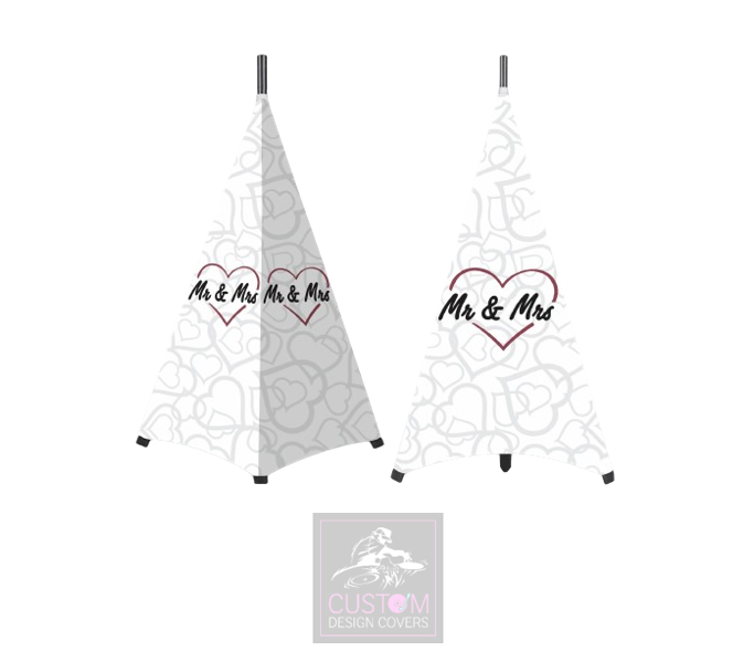 Two Sided Mr & Mrs Speaker Stand Lycra Covers