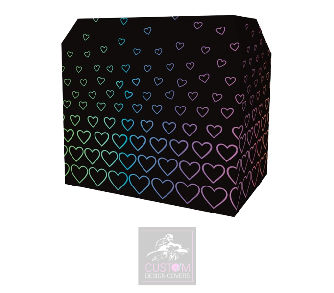 Black Rainbow Hearts Lycra DJ Booth Cover