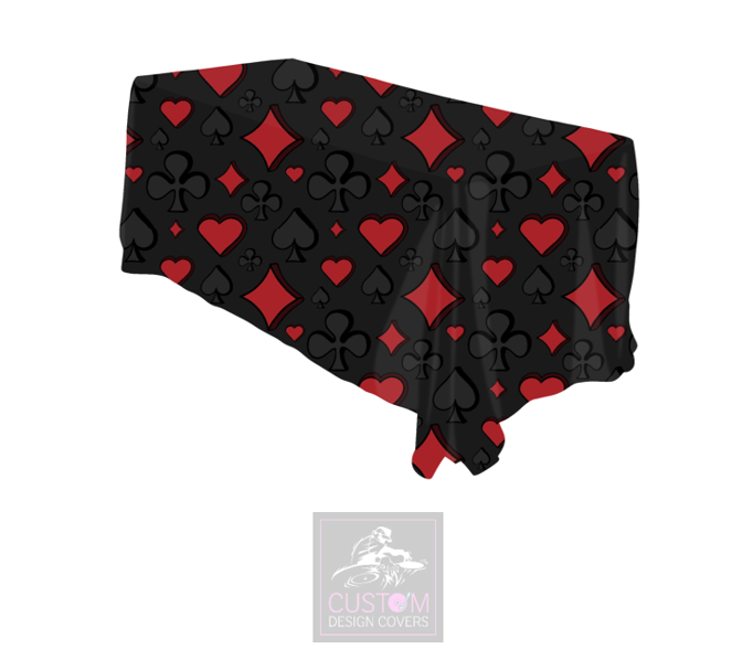 Red Casino on Black Rectangle Table Cover