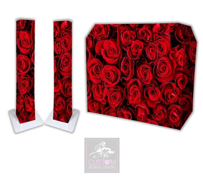 Red Roses Lycra DJ Booth Cover  (PACKAGE BUNDLE)