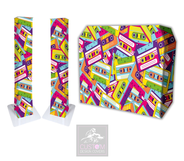 Retro Cassette Lycra DJ Booth Cover (PACKAGE BUNDLE)