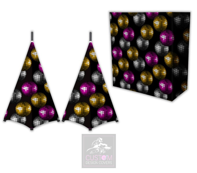 Retro Mirror Balls Lycra DJ Booth Cover (PACKAGE BUNDLE)