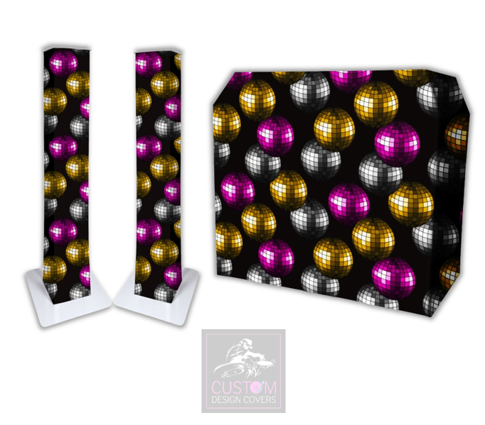 Retro Mirror Balls Lycra DJ Booth Cover (PACKAGE BUNDLE)