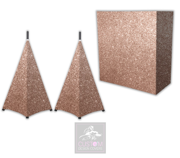 Rose Gold Glitter Effect Lycra DJ Booth Cover (PACKAGE BUNDLE)