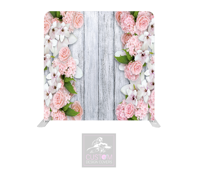 Floral on Rustic Lycra Pillowcase Backdrop Cover (DOUBLE SIDED)