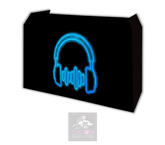 UV Effect Blue Headphones Lycra DJ Booth Cover