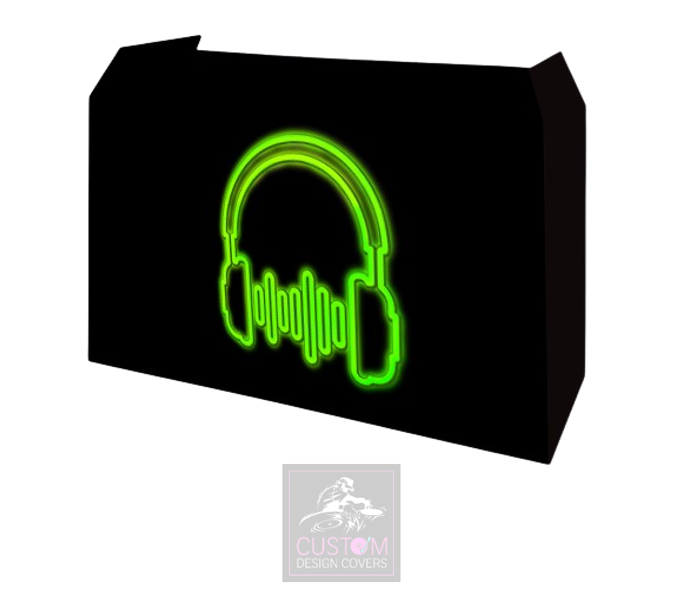 UV Effect Green Headphones Lycra DJ Booth Cover