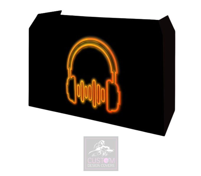 UV Effect Orange Headphones Lycra DJ Booth Cover