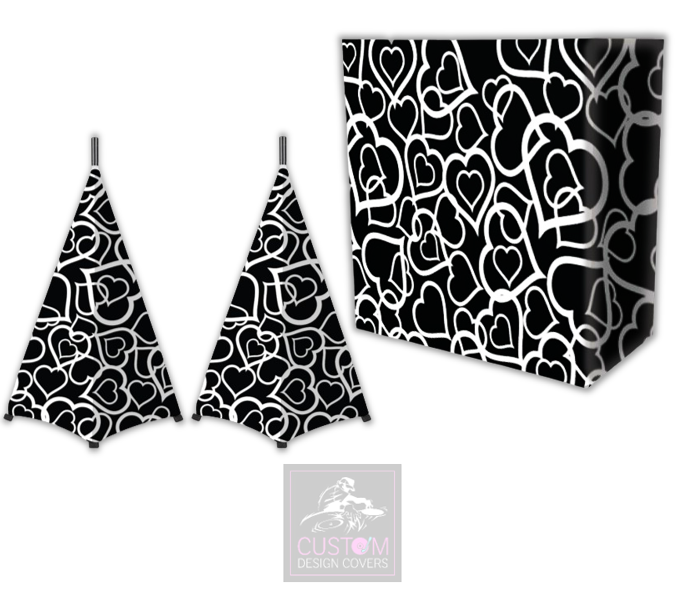 Wedding Hearts Lycra DJ Booth Cover  (PACKAGE BUNDLE) - COMBI
