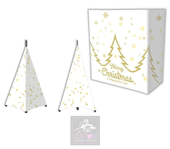 White Christmas *Gold* Lycra DJ Booth Cover (PACKAGE BUNDLE) - COMBI