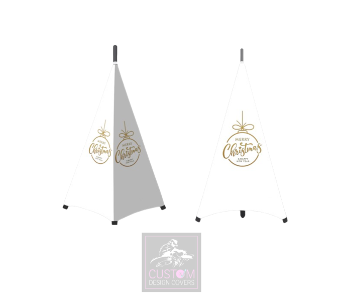 White Merry Christmas *Gold* Stand Lycra Covers