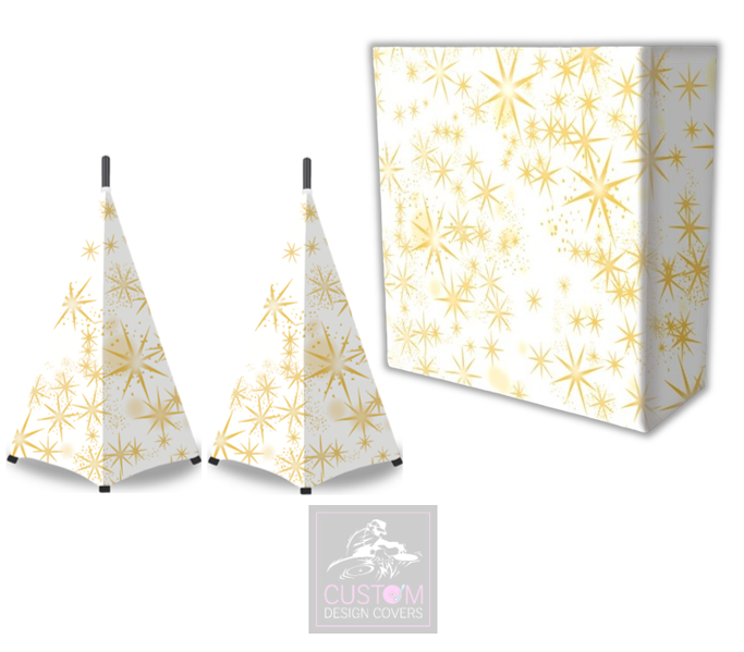 White Gold Star  Lycra DJ Booth Cover (PACKAGE BUNDLE) - COMBI