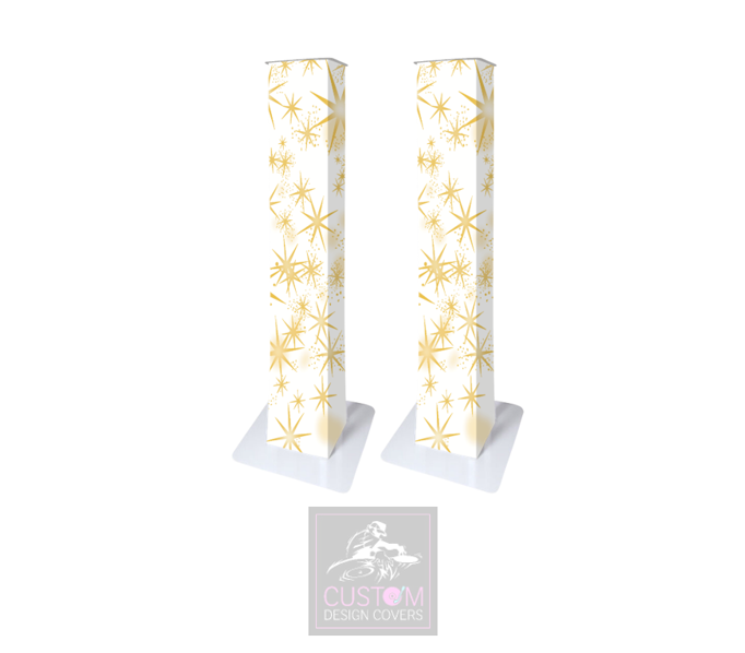 WHITE GOLD STAR PODIUM COVERS (PAIR)