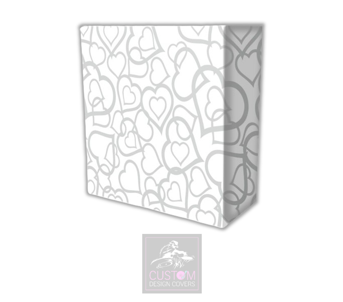 White Grey Hearts Lycra DJ Booth Cover