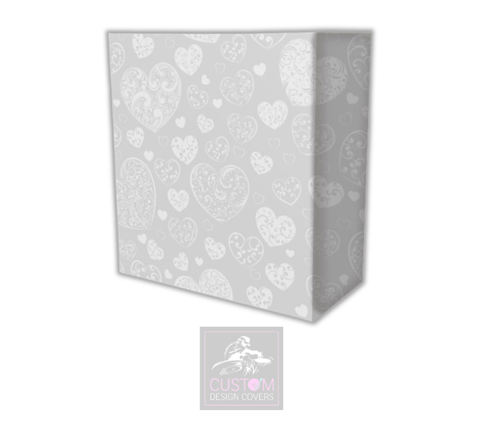 White Heart Wedding Lycra DJ Booth Cover
