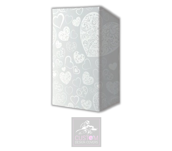 White Heart Wedding Lycra DJ Booth Cover