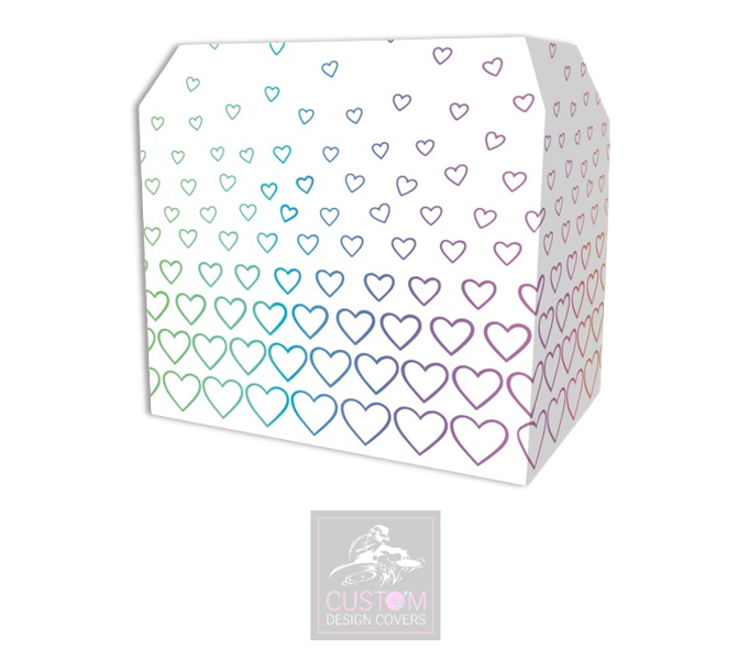 White Rainbow Hearts Lycra DJ Booth Cover